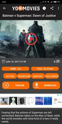 Yo Movies android App screenshot 4